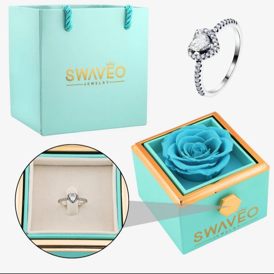 Rotating Rose Box + Heart Ring 💖 (With Gift Bag)