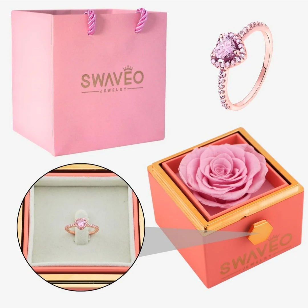 Rotating Rose Box + Heart Ring 💖 (With Gift Bag)